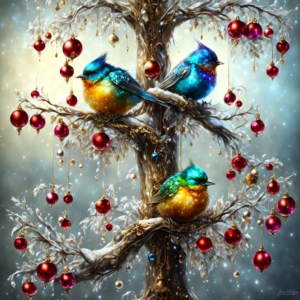 Bird decoration christmas tree