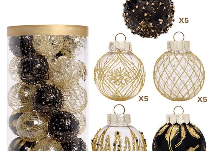 Black and white christmas tree decoration