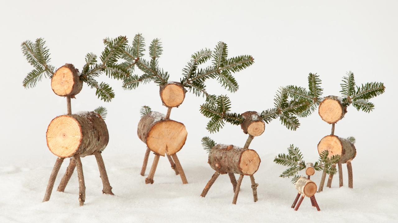 Birch tree deer decoration