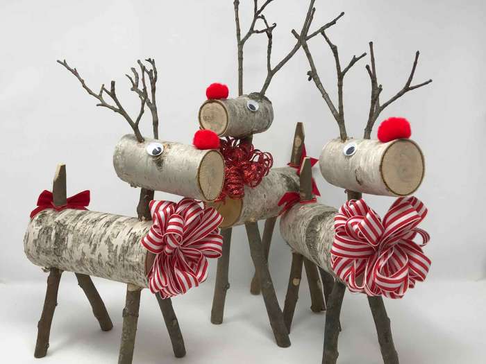 Birch tree deer decoration